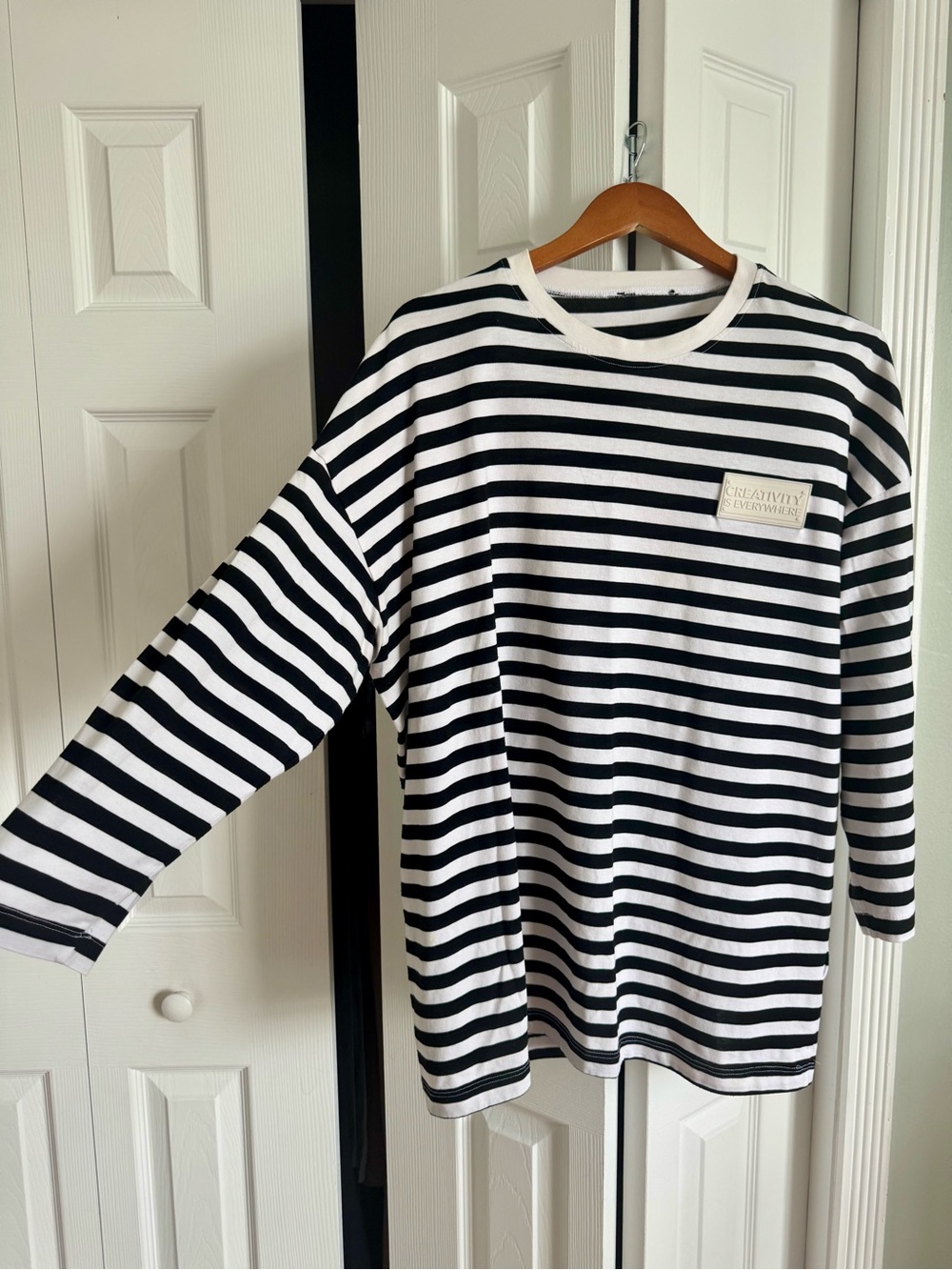 Black & White Striped Oversized Top / Tunic – L/XL